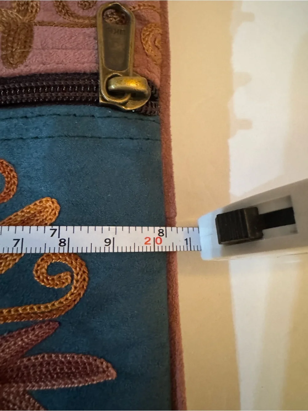 Embroidered Suede Crossbody Handbag